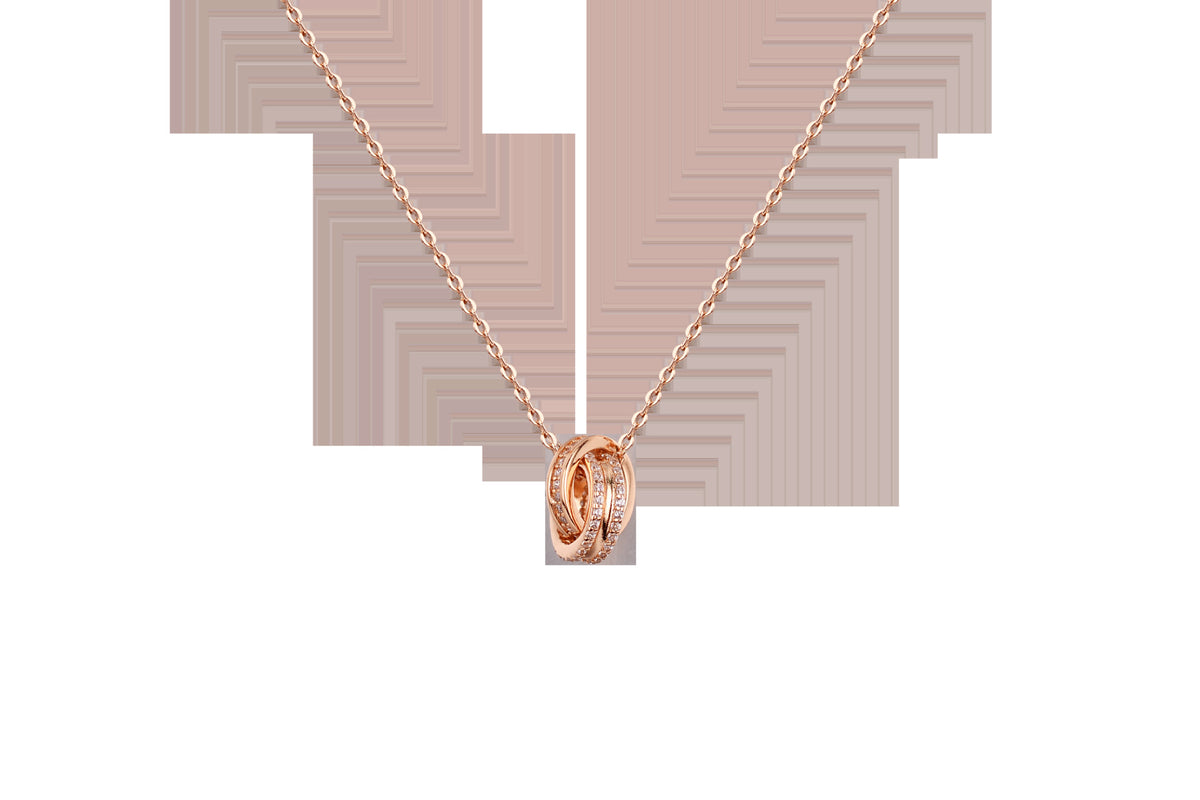 Collar Chomel S925 de Doble Anillo de Plata para Mujer