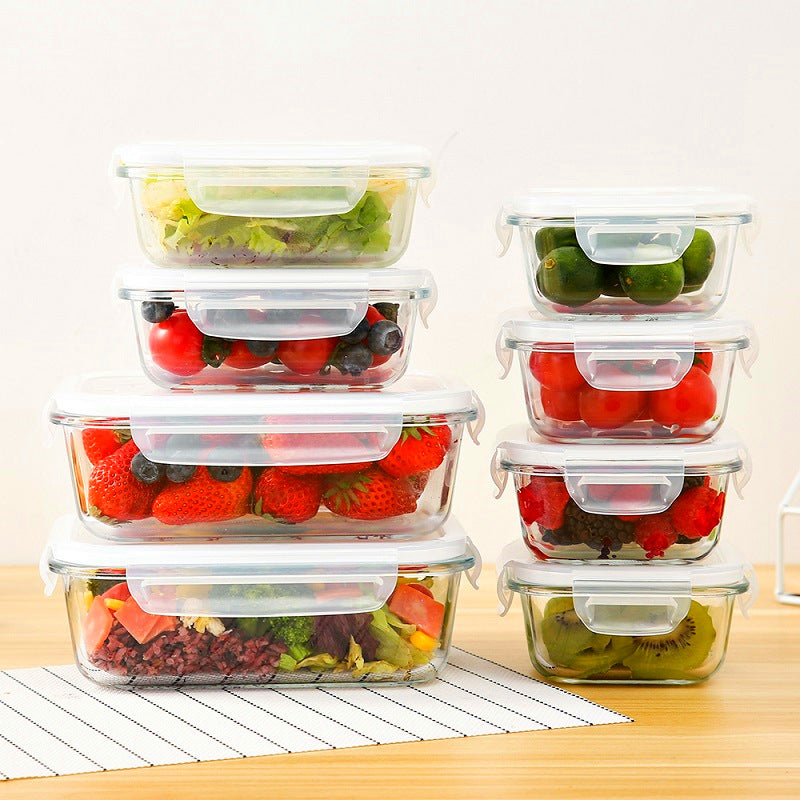 Set de Contenedores de Vidrio Grandes para Preparación de Comidas con Tapas