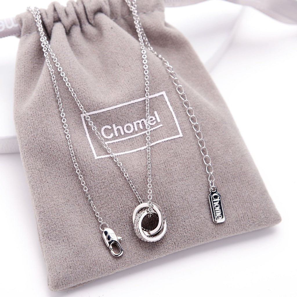 Collar Chomel S925 de Doble Anillo de Plata para Mujer