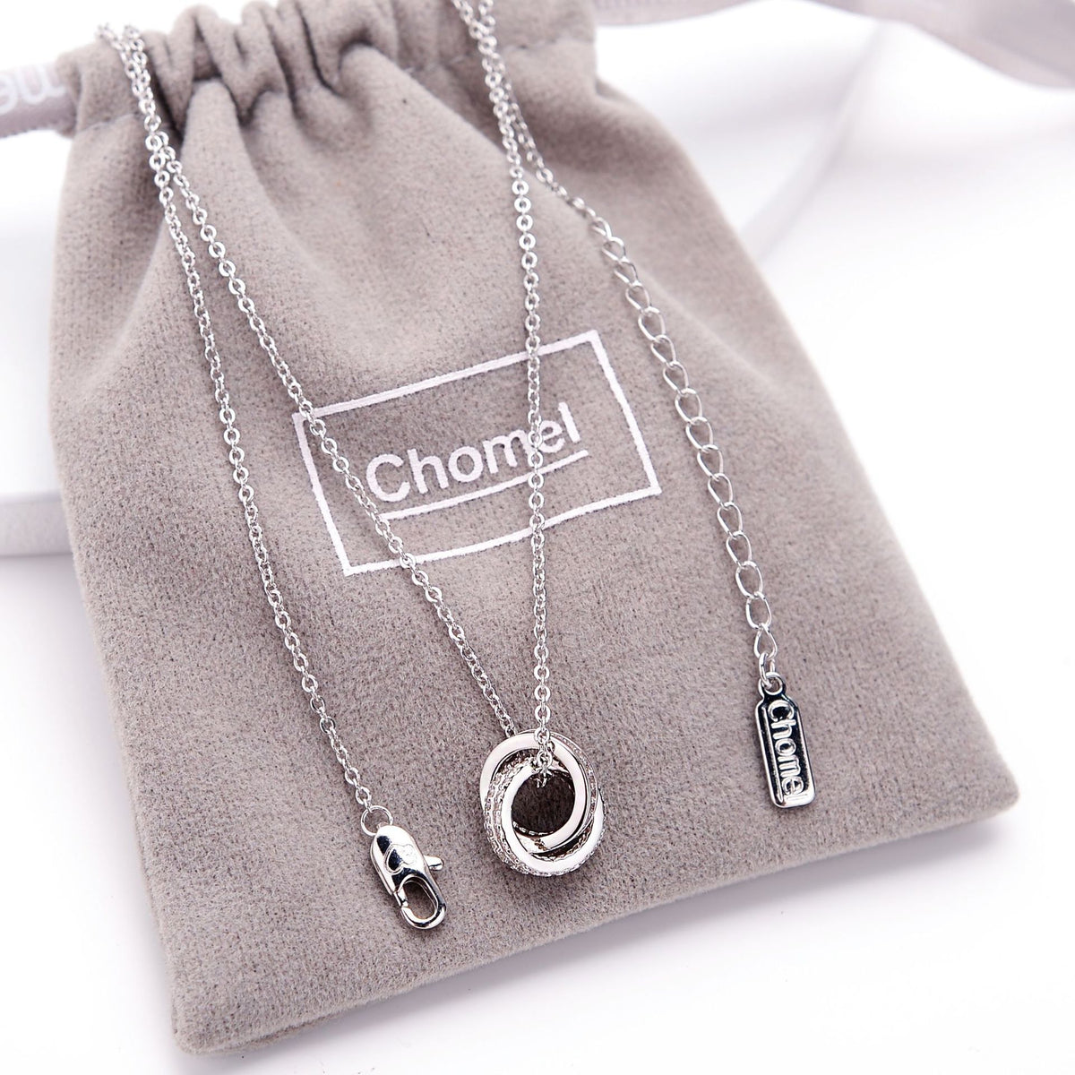Collar Chomel S925 de Doble Anillo de Plata para Mujer