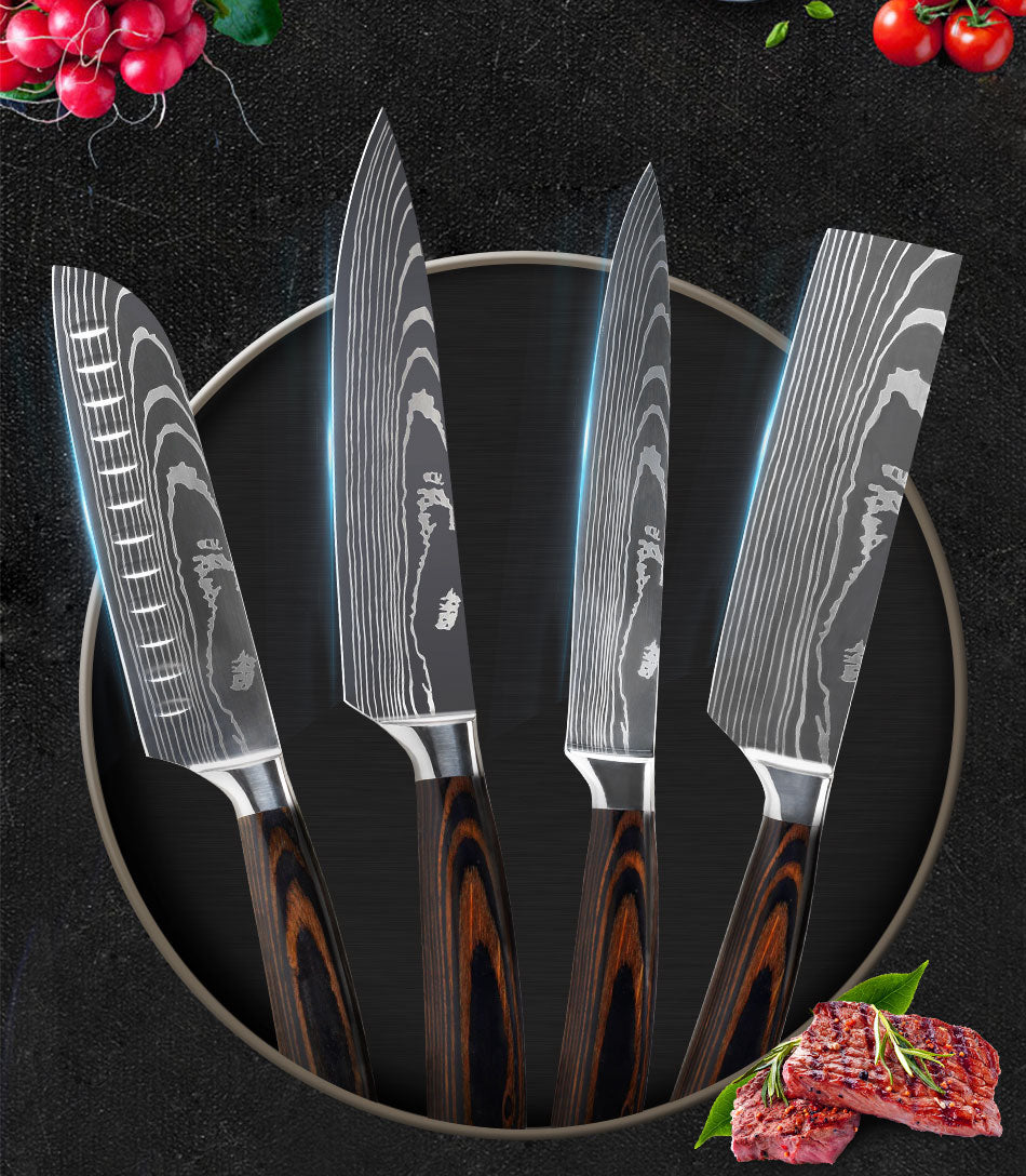Juego de Cuchillos de Cocina Estilo Damasco