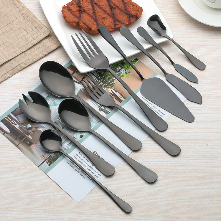 Juego de Cucharas de Acero Inoxidable Negro Estilo Occidental