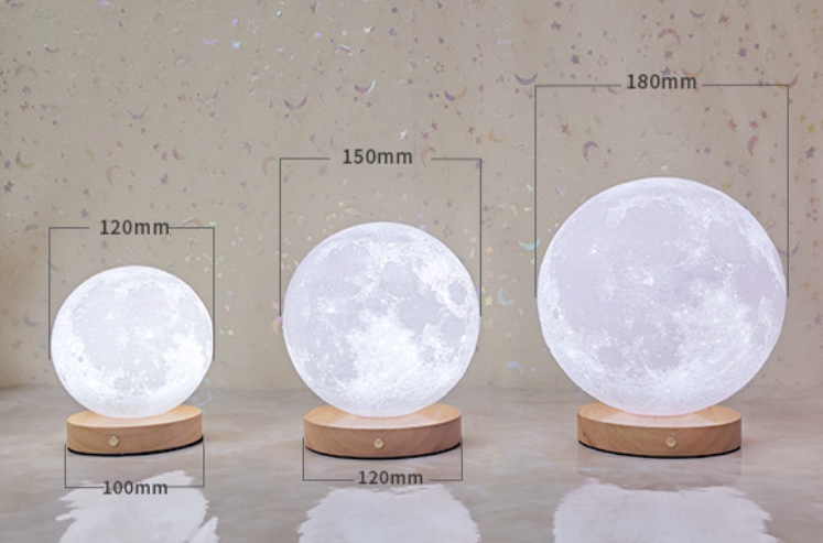 Lámpara Luna 3D con Base de Madera Luz Nocturna