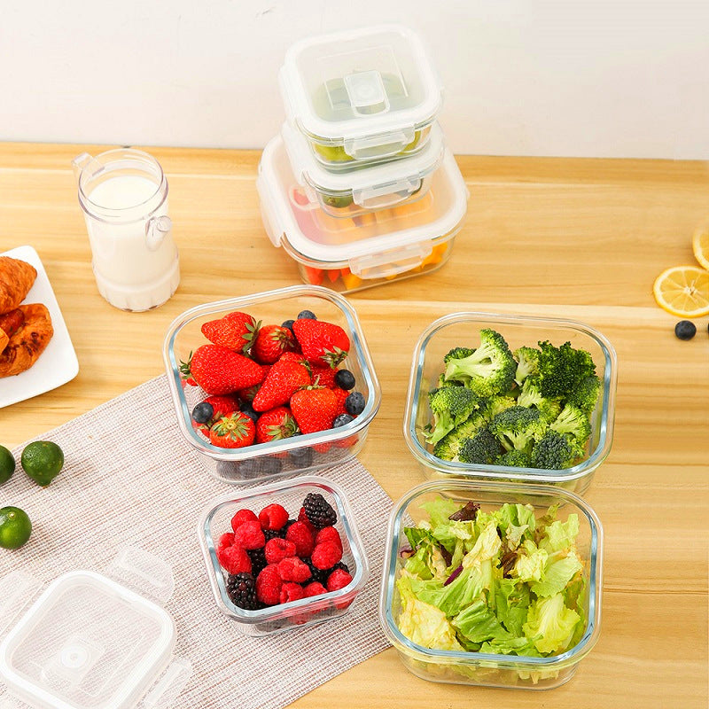 Set de Contenedores de Vidrio Grandes para Preparación de Comidas con Tapas