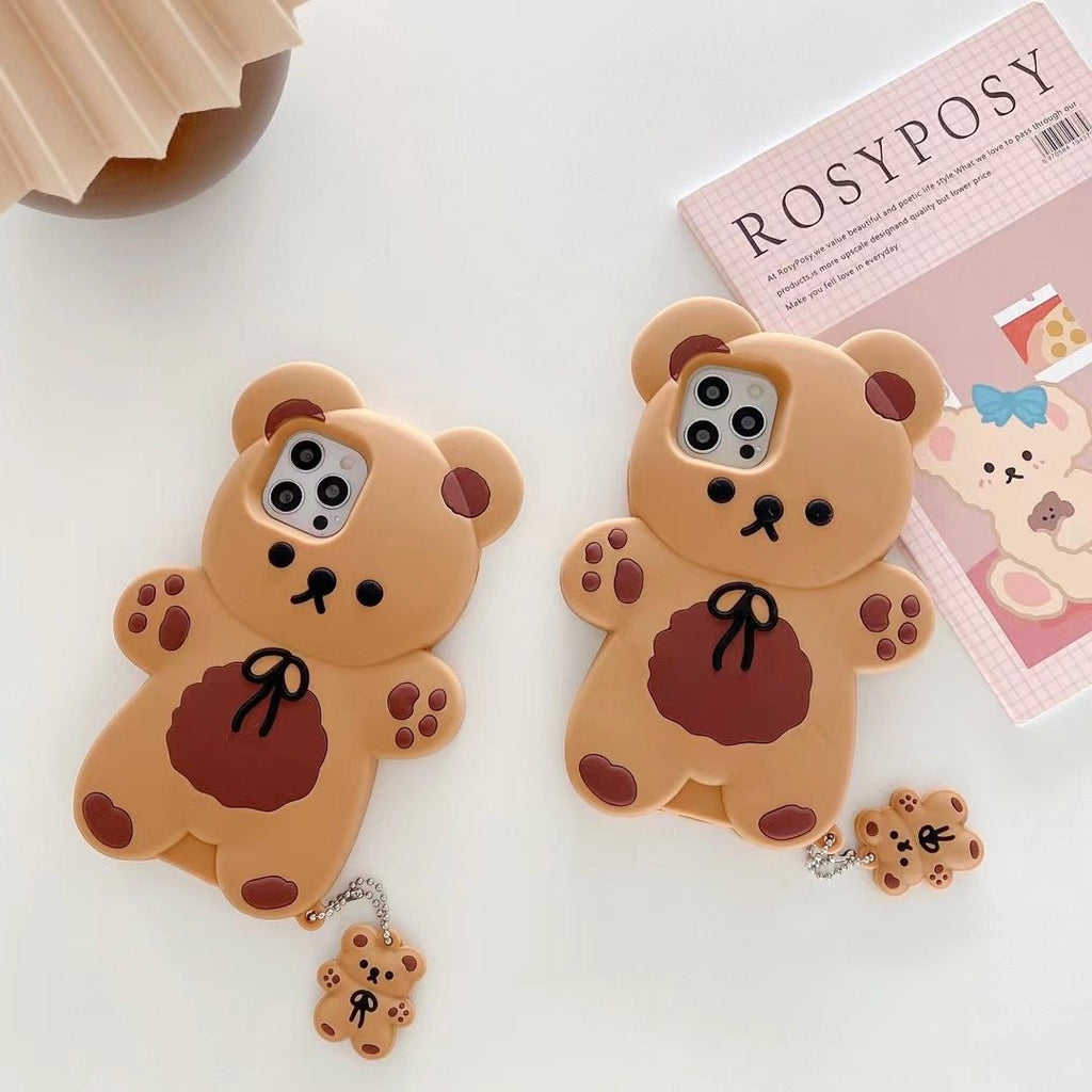 Funda para Teléfono de Silicona Suave con Diseño de Oso de Peluche