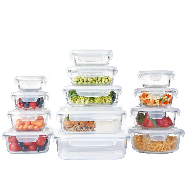 Set de Contenedores de Vidrio Grandes para Preparación de Comidas con Tapas