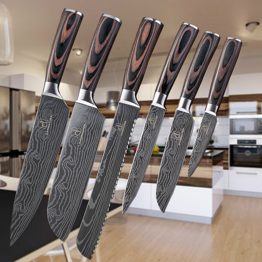 Juego de Cuchillos de Cocina Estilo Damasco
