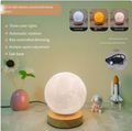 Lámpara Luna 3D con Base de Madera Luz Nocturna