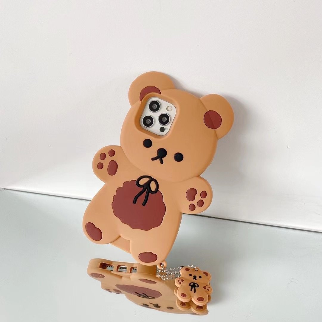 Funda para Teléfono de Silicona Suave con Diseño de Oso de Peluche