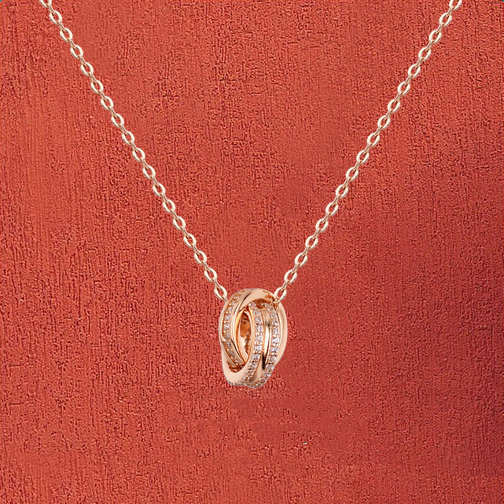 Collar Chomel S925 de Doble Anillo de Plata para Mujer